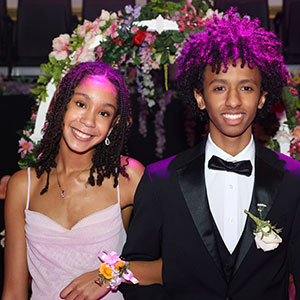 Spring-Fling-Dance Boy and girl together dressed up in fancy clothing at a school dance