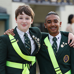 patrols_upper_school Two upper school boys student carpool patrols