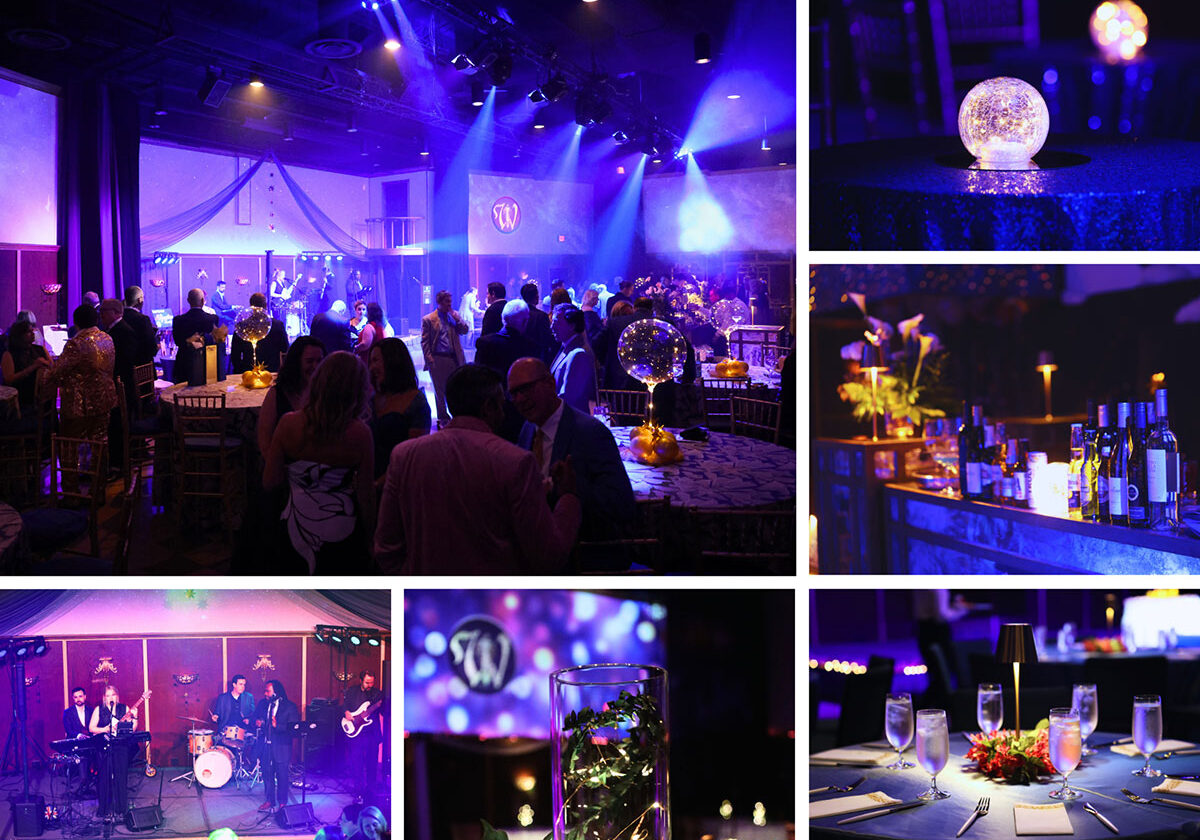 Collage-theater Theater space with lights and decorations for party